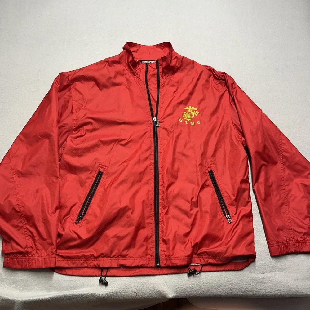 Vintage Weatherproof Mens Red US Marines Zip Down Windbreaker Jacket Size Large - Picture 6 of 11